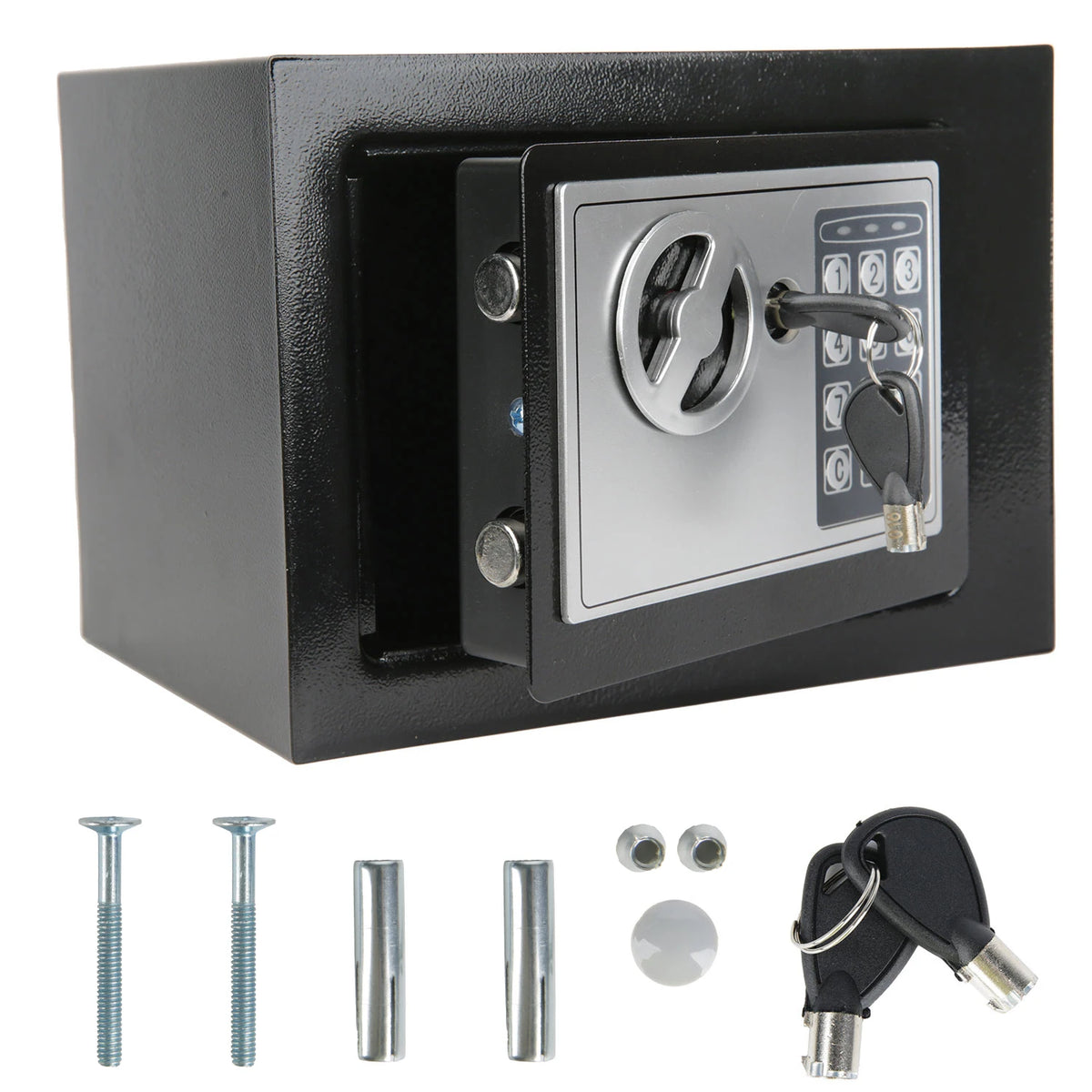 Caja de seguridad digital electrónica de 4,6 l con teclado y llaves, caja fuerte de seguridad de acero