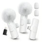 Wireless Lavalier Microphone with Furry Windscreen, Type-C&Lightning Adapter, Mini Clip Mic, Android, iPhone, Tablets, Laptops
