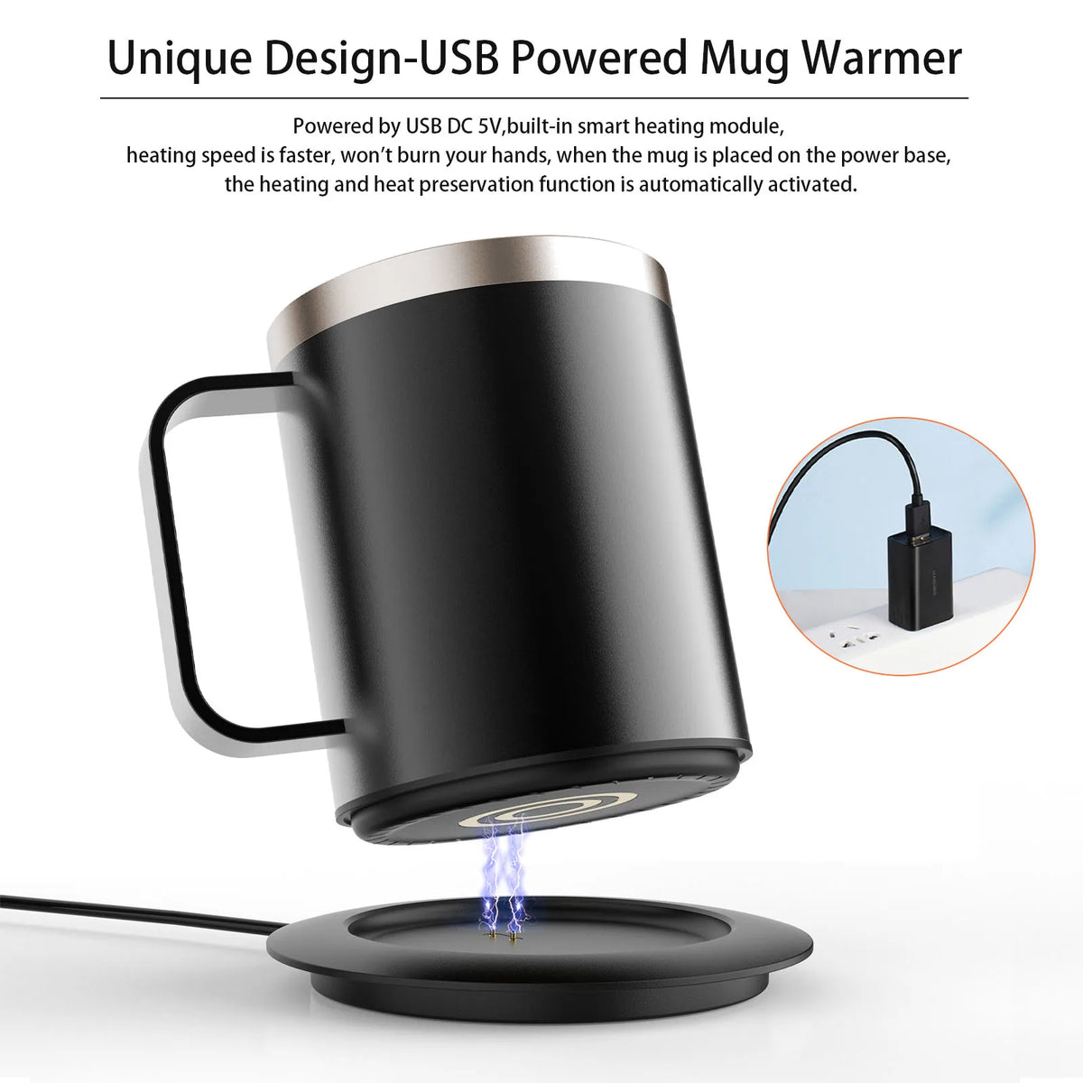Taza de café autocalentable - Taza calentada eléctrica USB