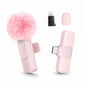 Wireless Lavalier Microphone with Furry Windscreen, Type-C&Lightning Adapter, Mini Clip Mic, Android, iPhone, Tablets, Laptops