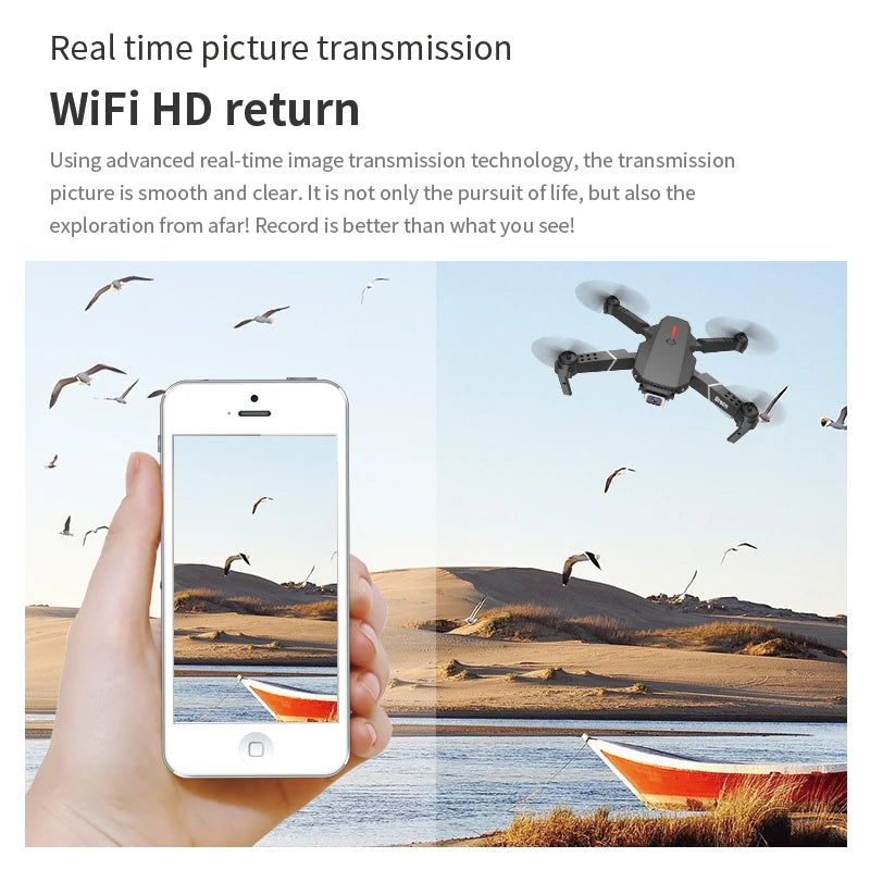 dron aéreo E88 Transmisión en tiempo real con cámara dual Retención de altitud de flujo óptico 2026