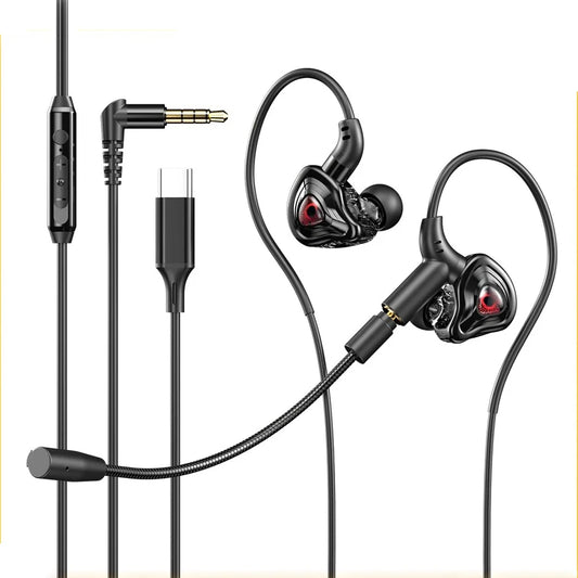 EARDECO Gaming Earbuds HD Mic Wired Headphones Bass HIFI Wired Earphone Headphone Headset Earhook Auriculares Noise Reduction
