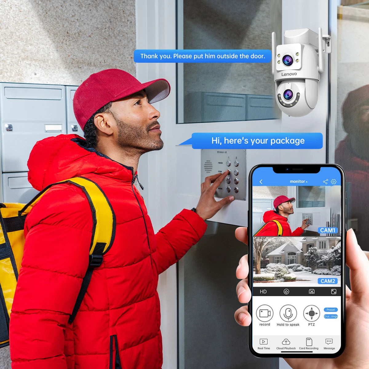 Cámara de seguridad Lenovo HD de 8 MP