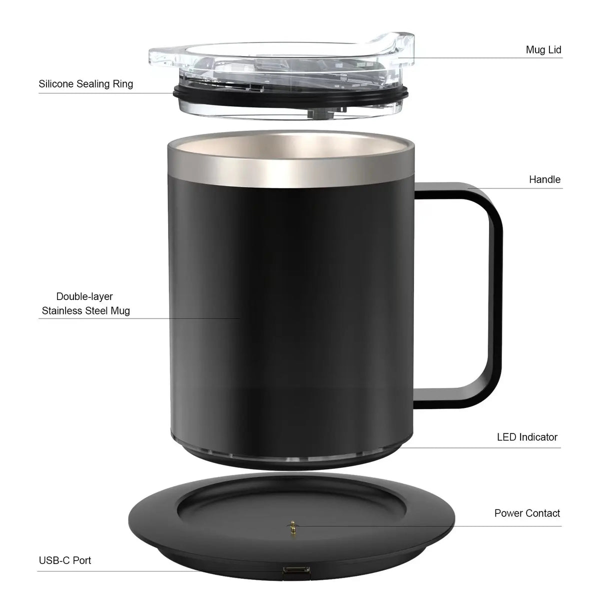 Taza de café autocalentable - Taza calentada eléctrica USB