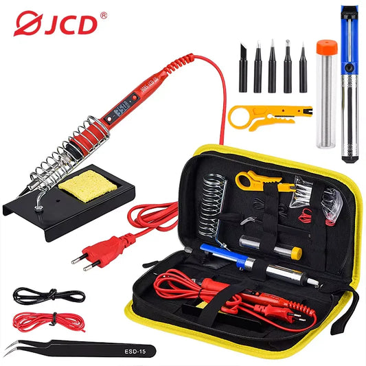 JCD 80W Soldering Iron Kit Adjustable Temperature 220V LCD Digital Display Welding Repair Tools With 908S Solder Tin Iron Tips